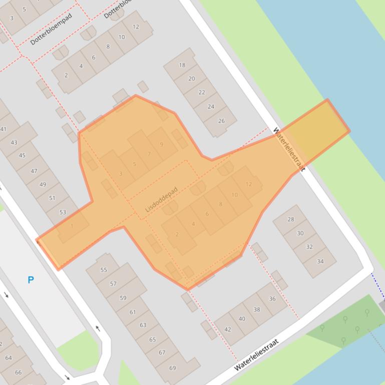 Kaart van postcodegebied 1338TJ.