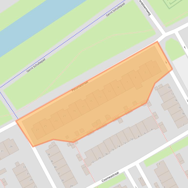 Kaart van postcodegebied 1338WV.