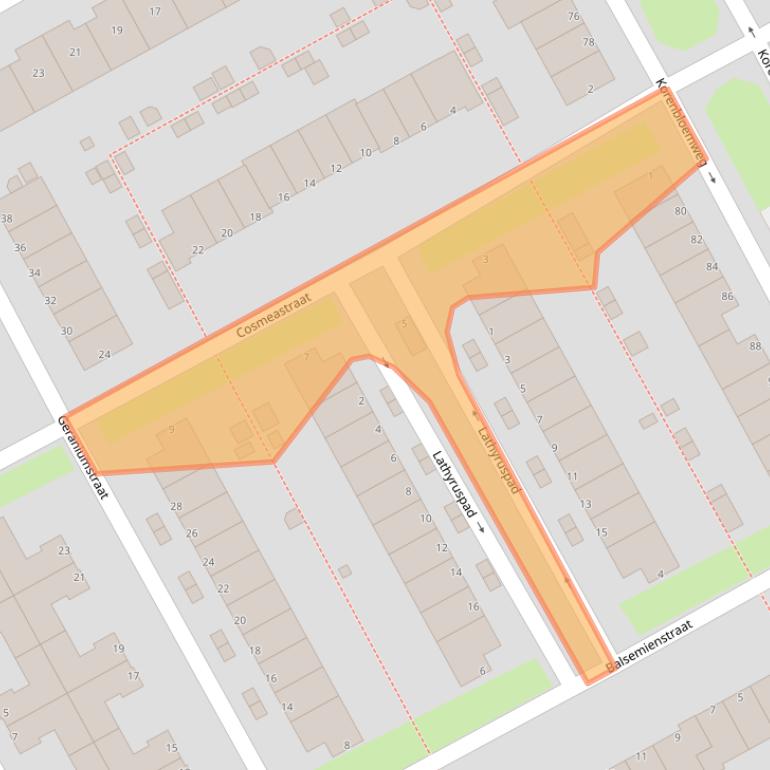 Kaart van postcodegebied 1338WZ.