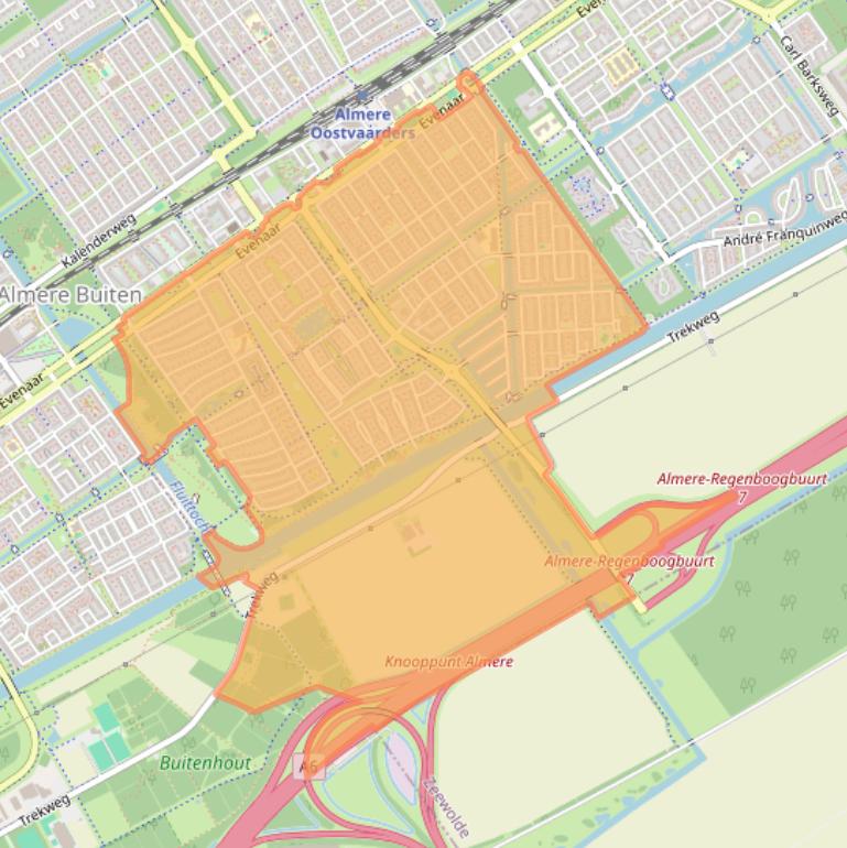 Kaartafbeelding, ingezoomd op postcodegebied 1339.