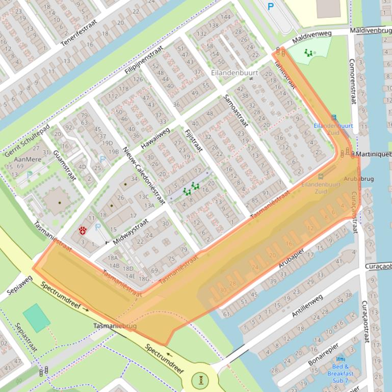 Kaart van postcodegebied 1339KC.