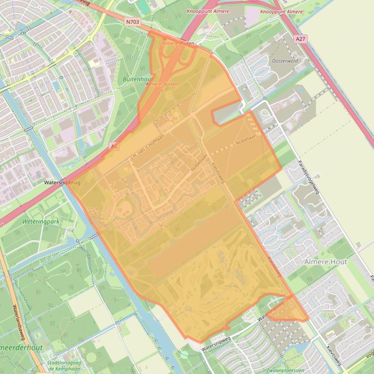 Kaart van postcodegebied 1341.