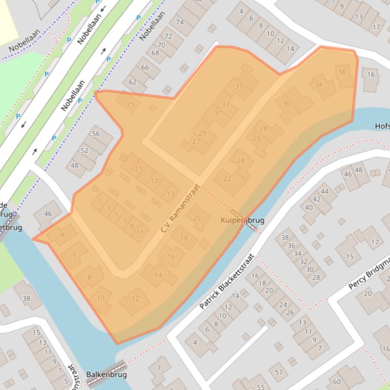 Kaart van postcodegebied 1341EC.