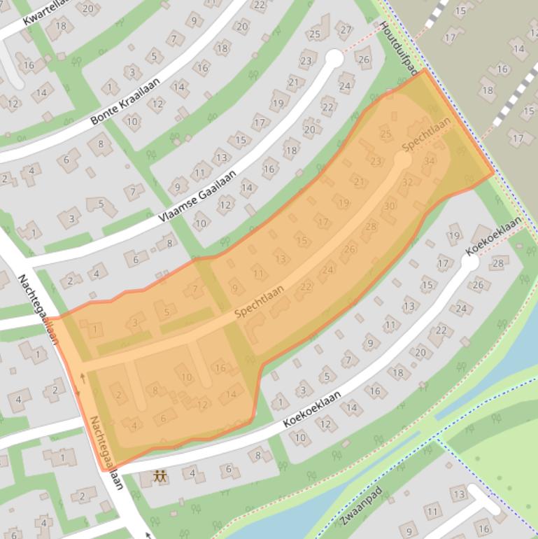 Kaart van postcodegebied 1343AL.