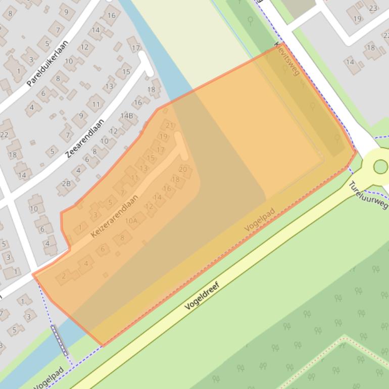 Kaart van postcodegebied 1343CE.