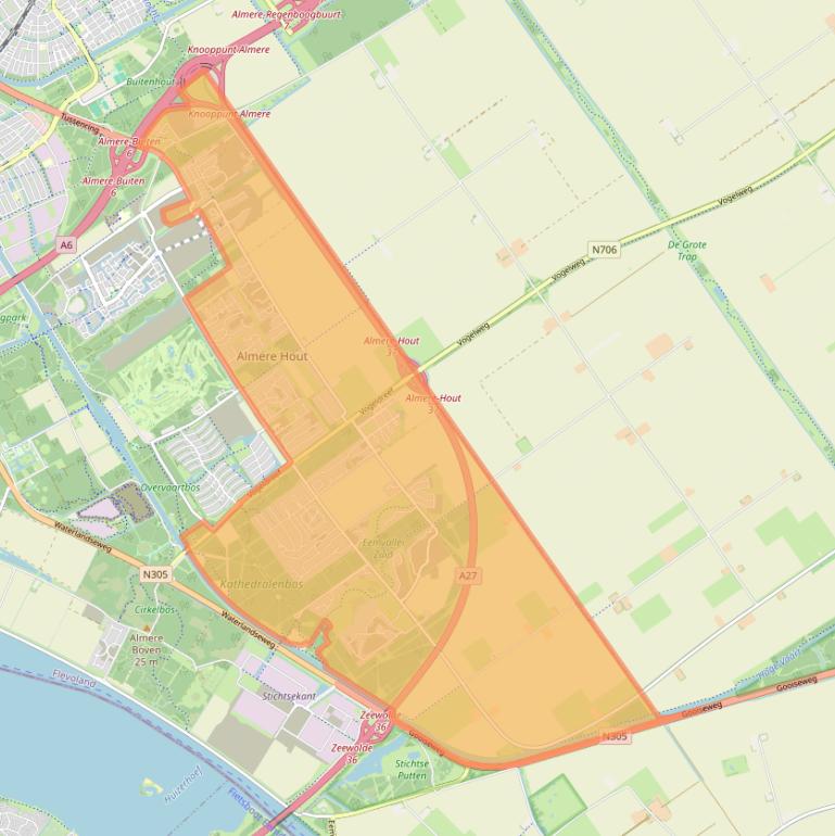 Kaart van postcodegebied 1349.