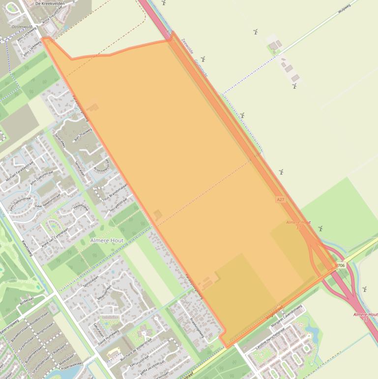 Kaart van postcodegebied 1349CB.