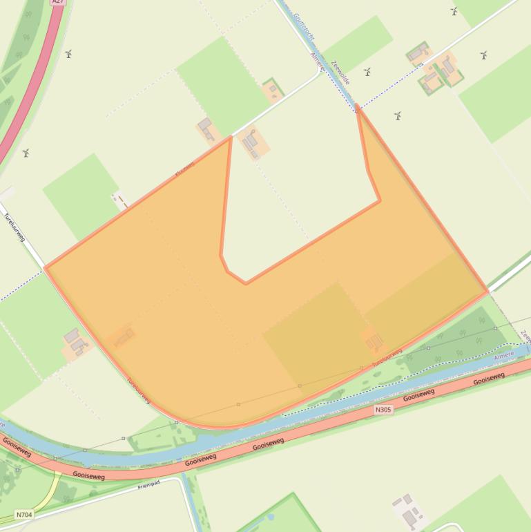 Kaart van postcodegebied 1349CZ.