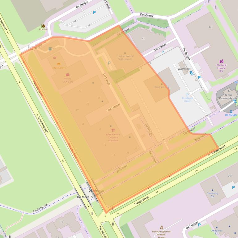 Kaart van postcodegebied 1351AB.