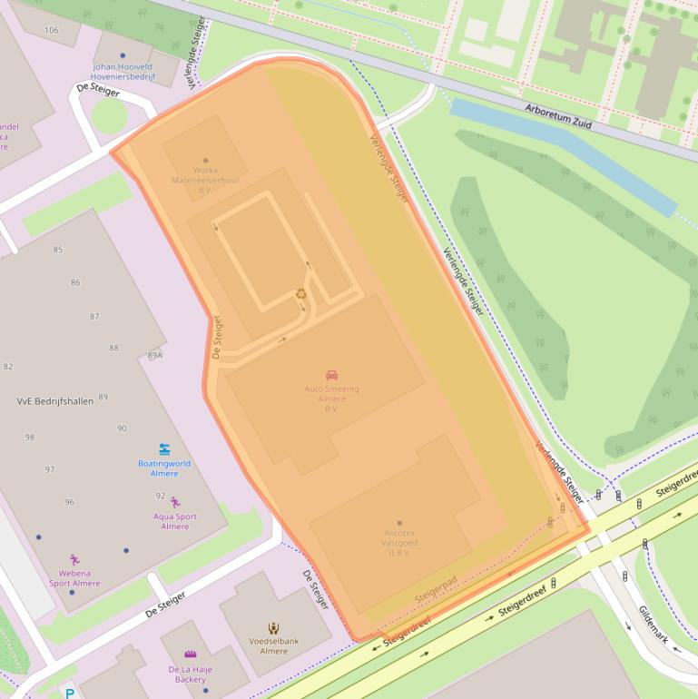 Kaart van postcodegebied 1351AK.