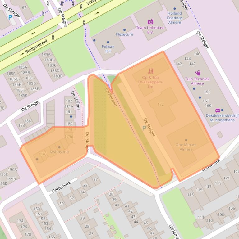 Kaart van postcodegebied 1351AS.