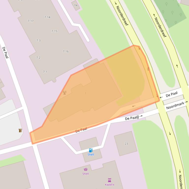 Kaart van postcodegebied 1351JA.