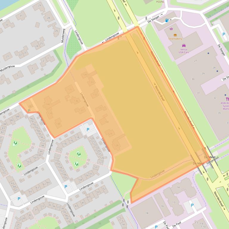 Kaart van postcodegebied 1351LL.