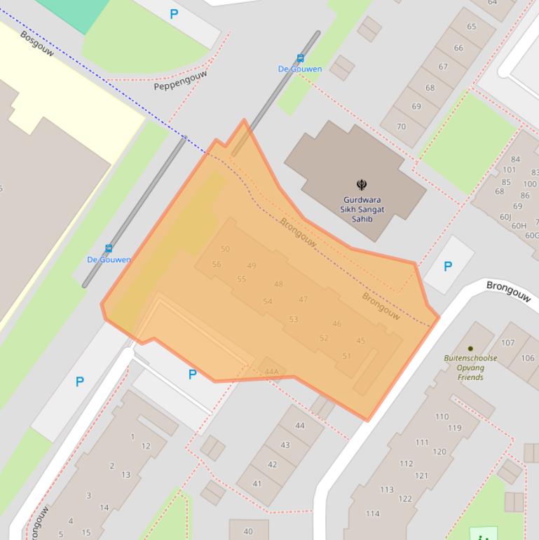 Kaart van postcodegebied 1352EE.