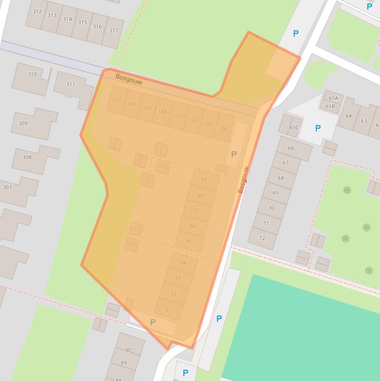 Kaart van postcodegebied 1352GJ.