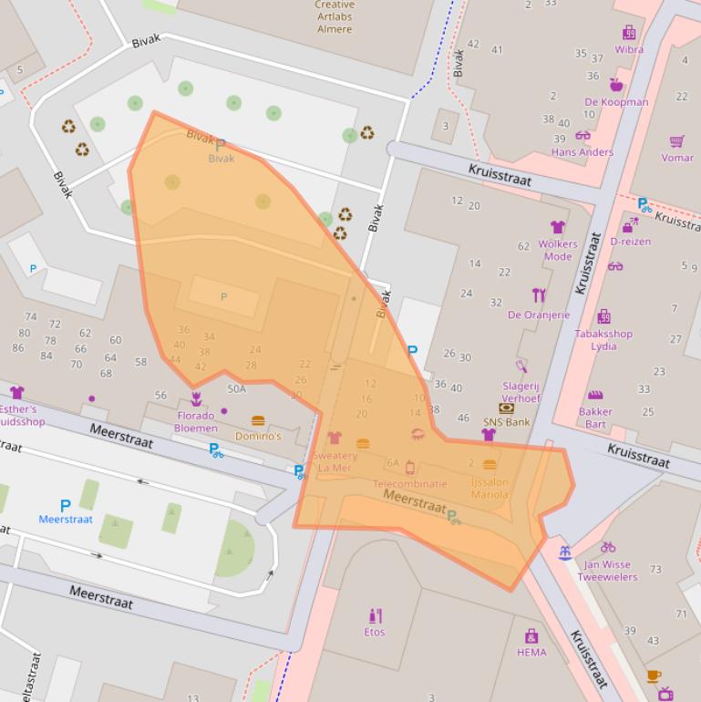 Kaart van postcodegebied 1353AX.