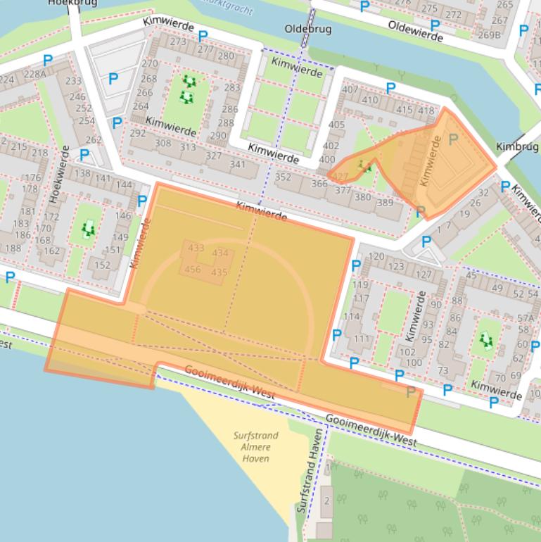 Kaart van postcodegebied 1353EZ.