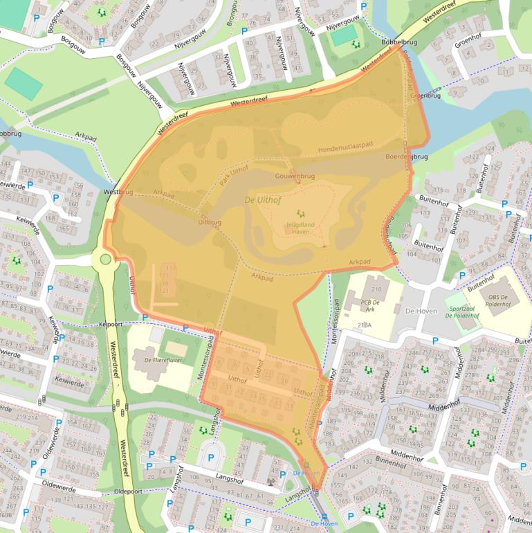 Kaart van postcodegebied 1353XB.