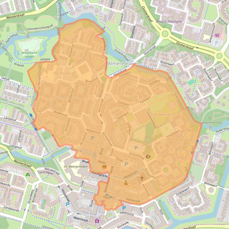 Kaartafbeelding, ingezoomd op postcodegebied 1354.