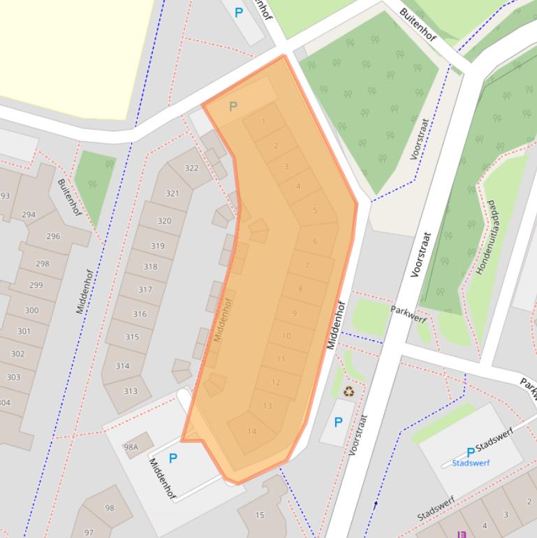 Kaart van postcodegebied 1354EC.