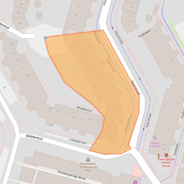 Kaart van postcodegebied 1354EG.