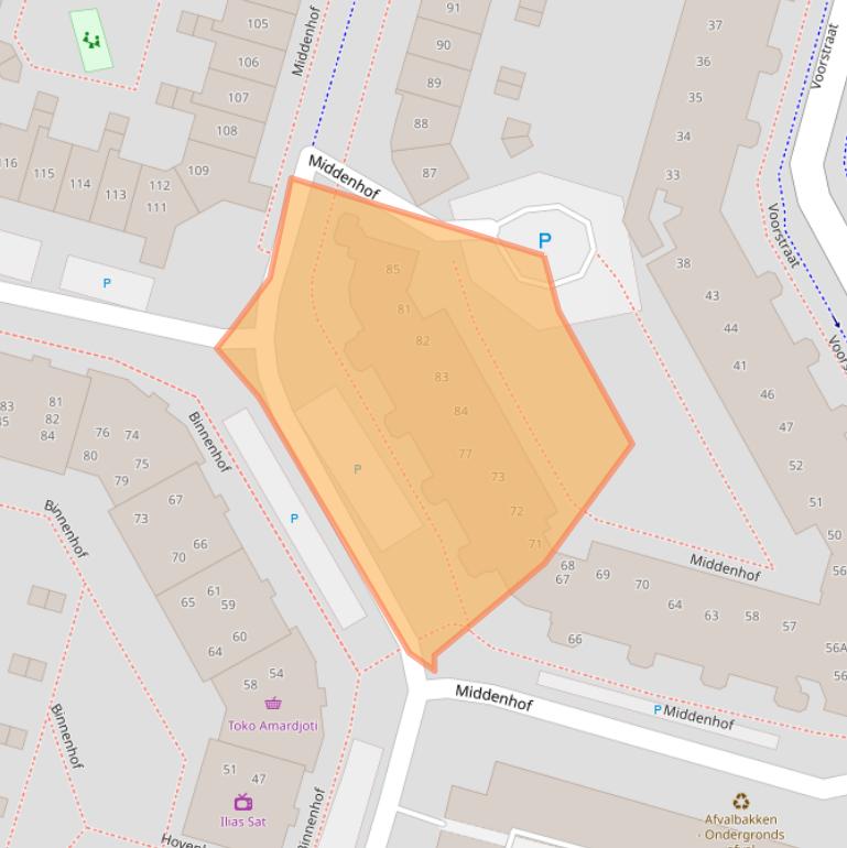 Kaart van postcodegebied 1354EJ.