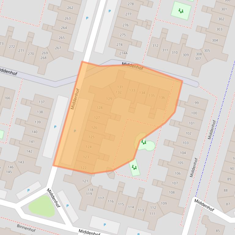 Kaart van postcodegebied 1354EN.