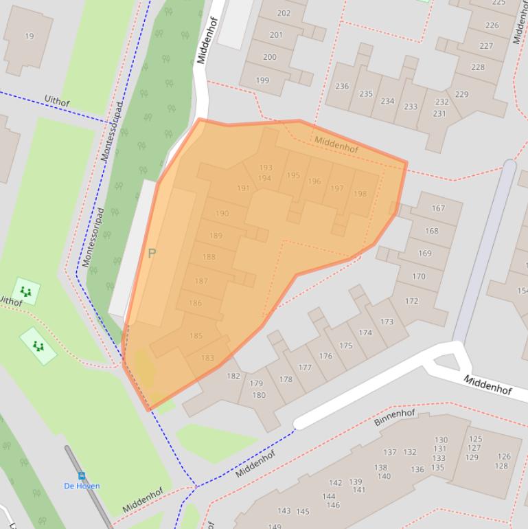 Kaart van postcodegebied 1354ET.