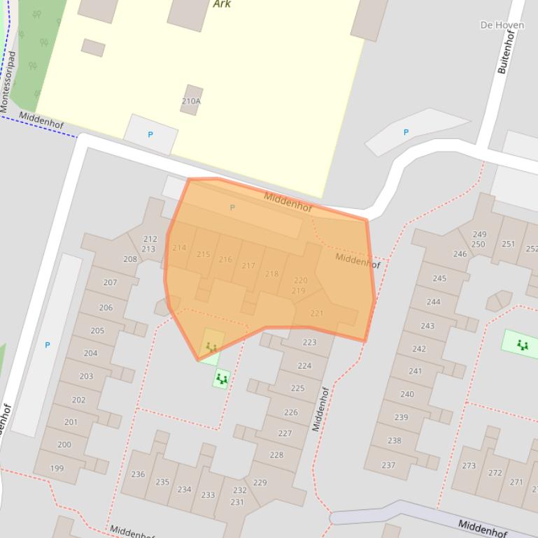 Kaart van postcodegebied 1354EW.