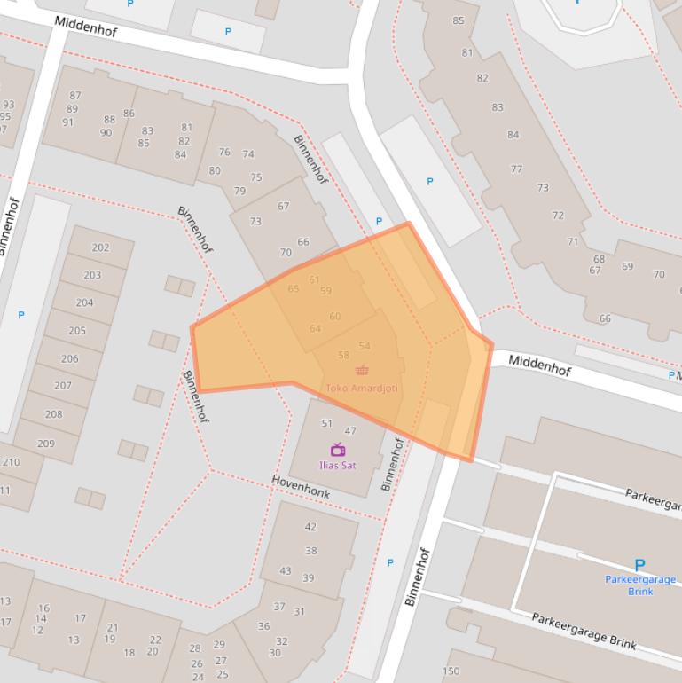 Kaart van postcodegebied 1354KE.