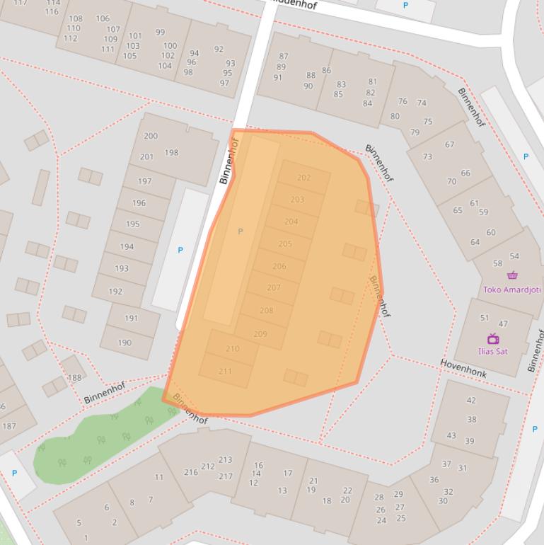 Kaart van postcodegebied 1354KV.