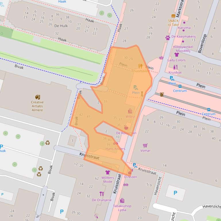 Kaart van postcodegebied 1354LC.