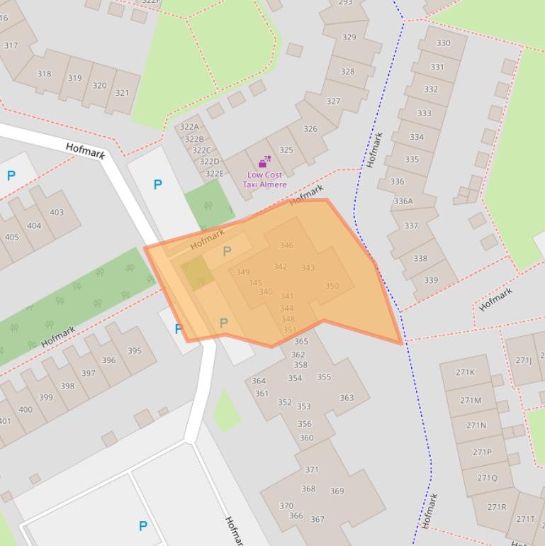 Kaart van postcodegebied 1355JE.