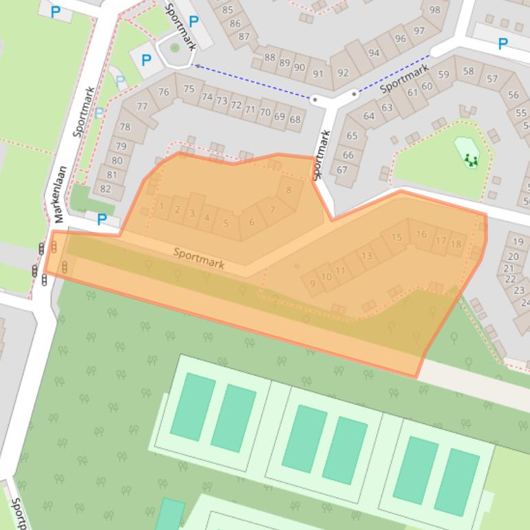 Kaart van postcodegebied 1355KA.