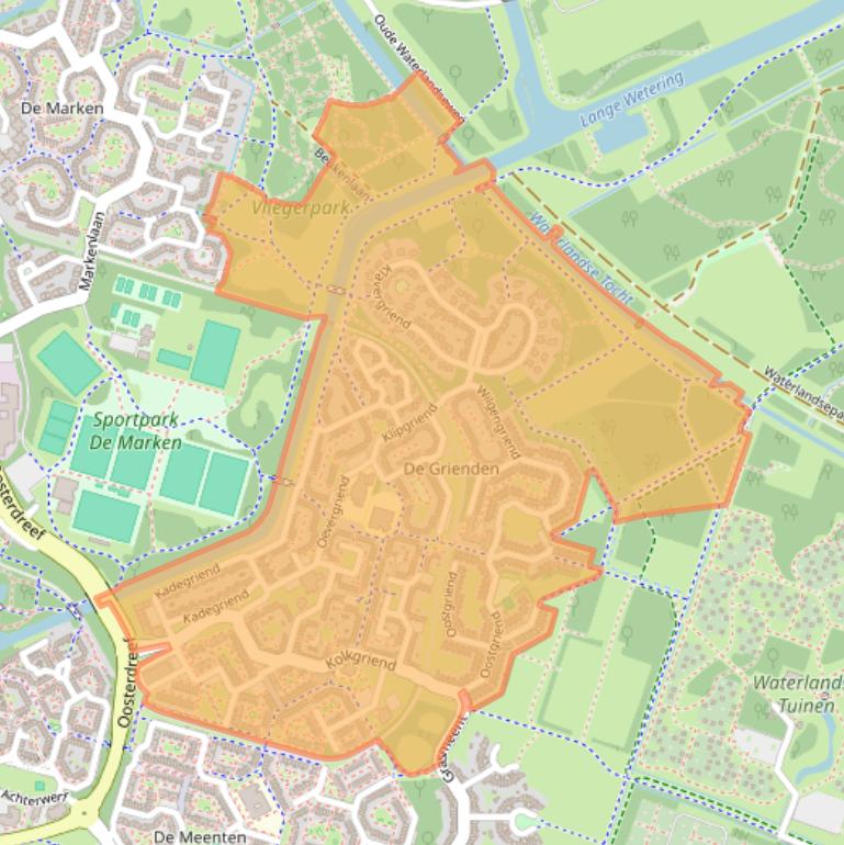 Kaart van postcodegebied 1356.