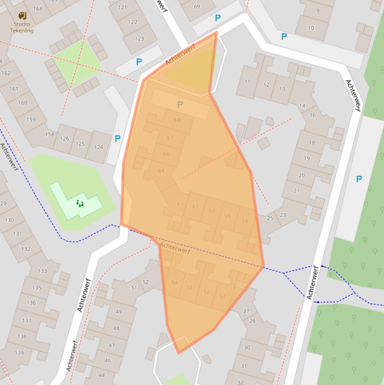 Kaart van postcodegebied 1357BK.