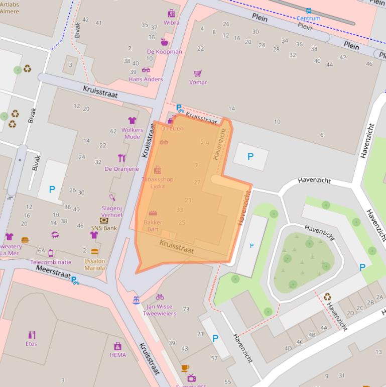 Kaart van postcodegebied 1357NA.