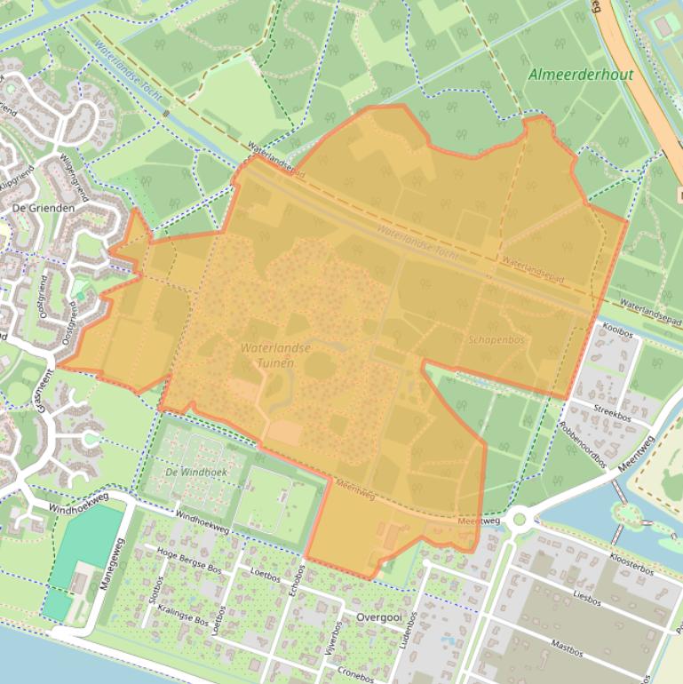 Kaart van postcodegebied 1358BP.