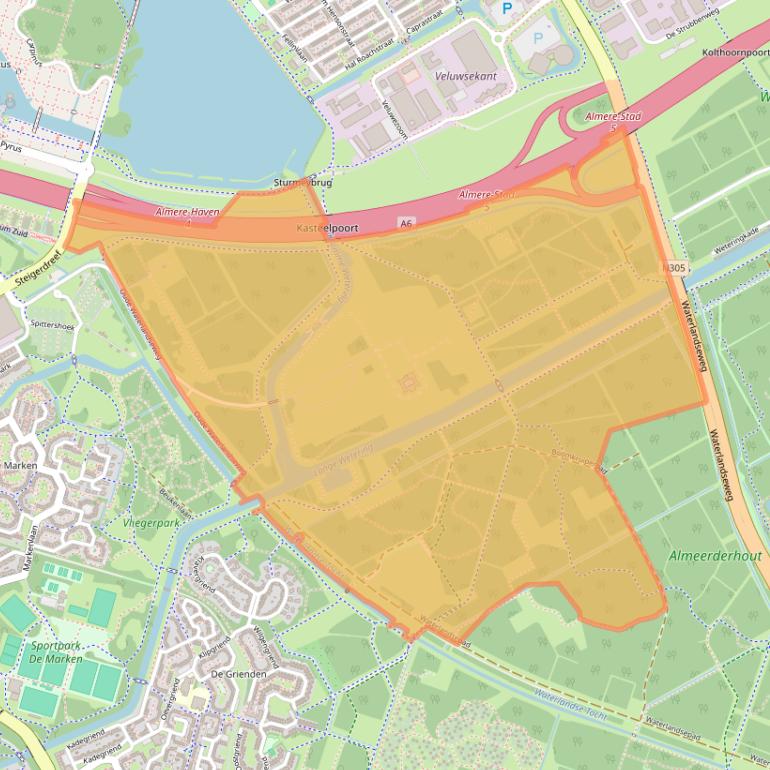 Kaart van postcodegebied 1358BT.