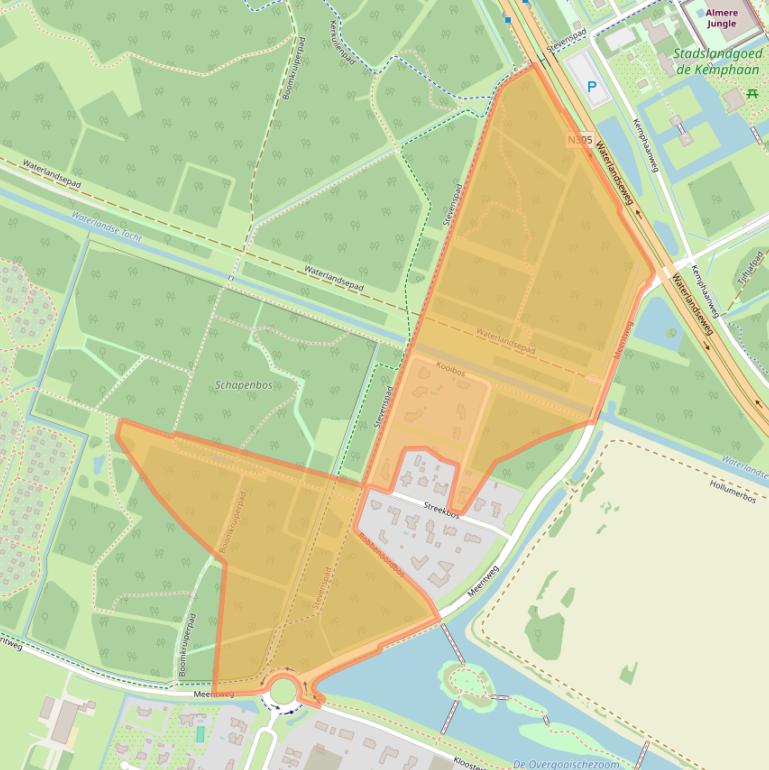 Kaart van postcodegebied 1358ET.