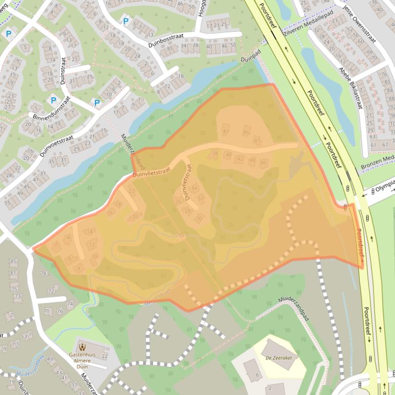 Kaart van postcodegebied 1361BT.