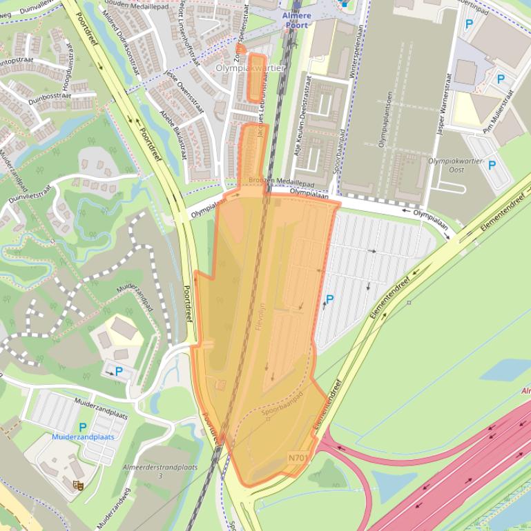 Kaart van postcodegebied 1361CC.