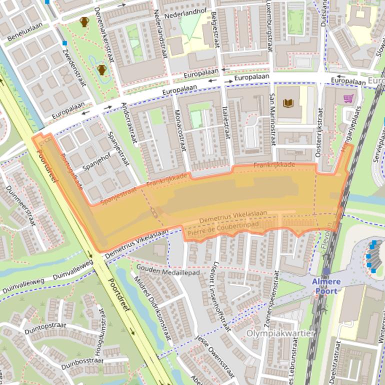 Kaart van postcodegebied 1361CM.