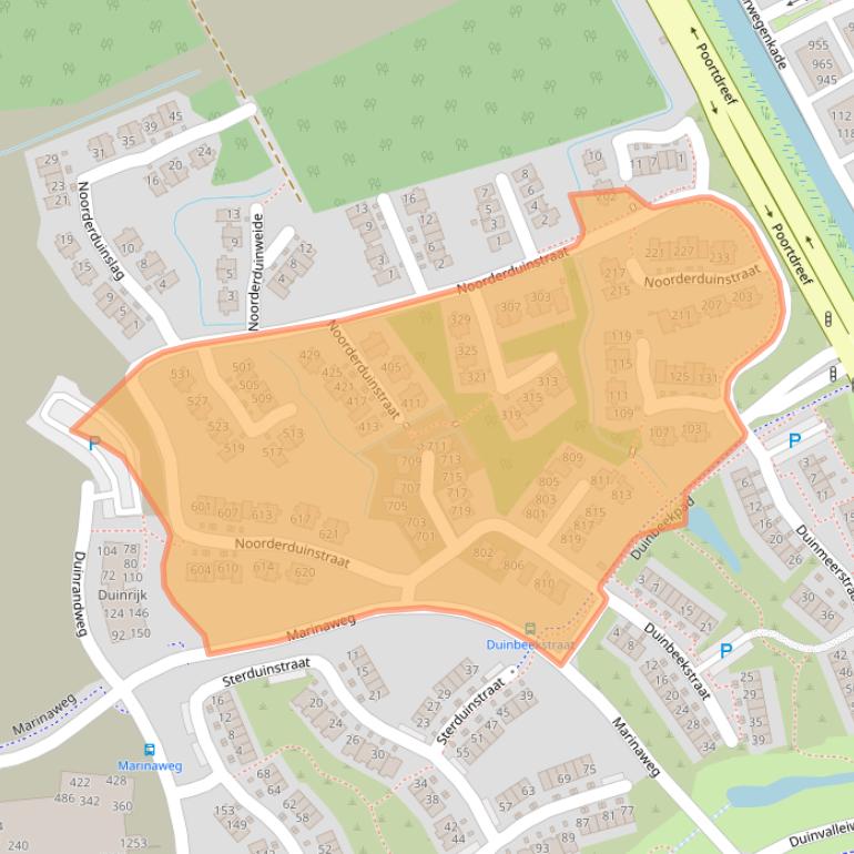 Kaart van postcodegebied 1361DB.