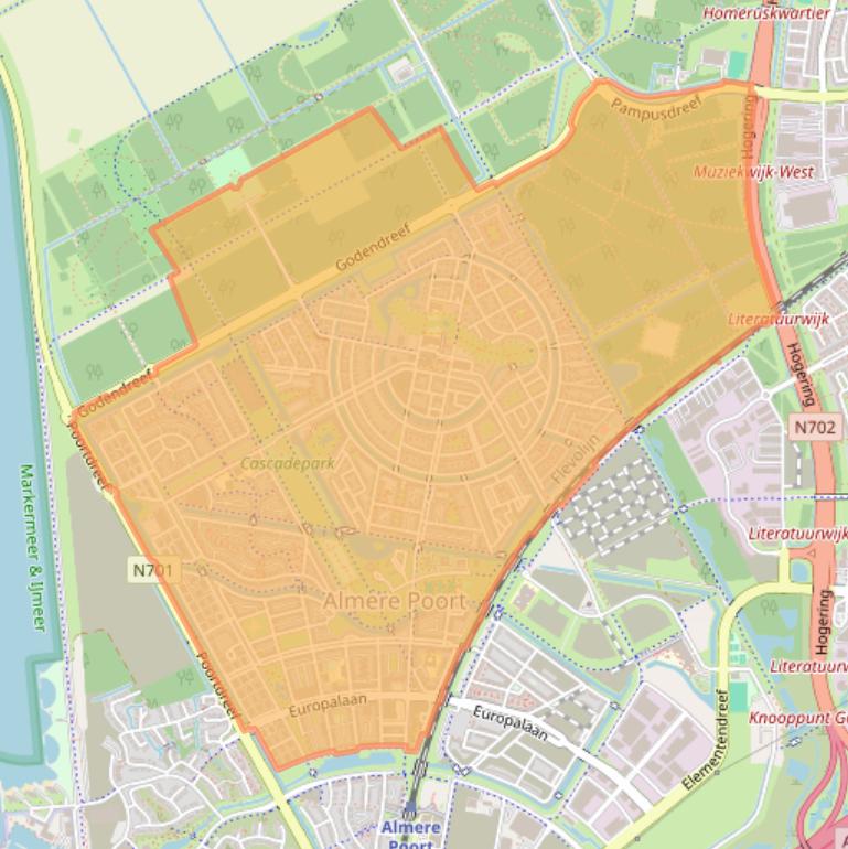 Kaart van postcodegebied 1363.