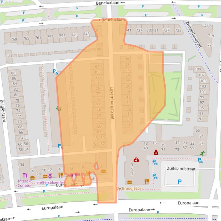 Kaart van postcodegebied 1363BK.