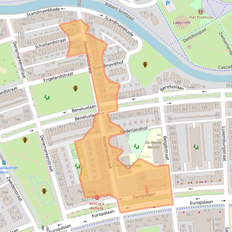 Kaart van postcodegebied 1363DB.