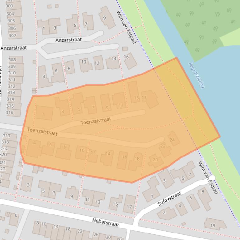 Kaart van postcodegebied 1363RJ.