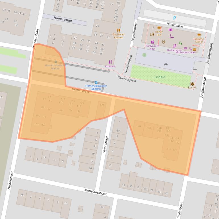 Kaart van postcodegebied 1363SZ.
