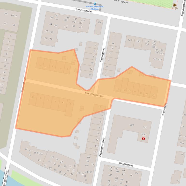 Kaart van postcodegebied 1363VG.